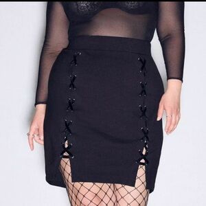 Torrid Nightfall Elegant Black Lace-Up Skirt